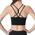 thumbnail image 2 of Sujetador deportivo JAMW Correas acolchadas espalda cruzada negro bajo impacto yoga, 2 of 5