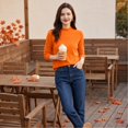 thumbnail image 5 of Sweaters for Women Long Sleeve Trendy Crew Neck Jumper Knitted Pullover Soft Warm Fleece Sweater Tops, 5 of 7