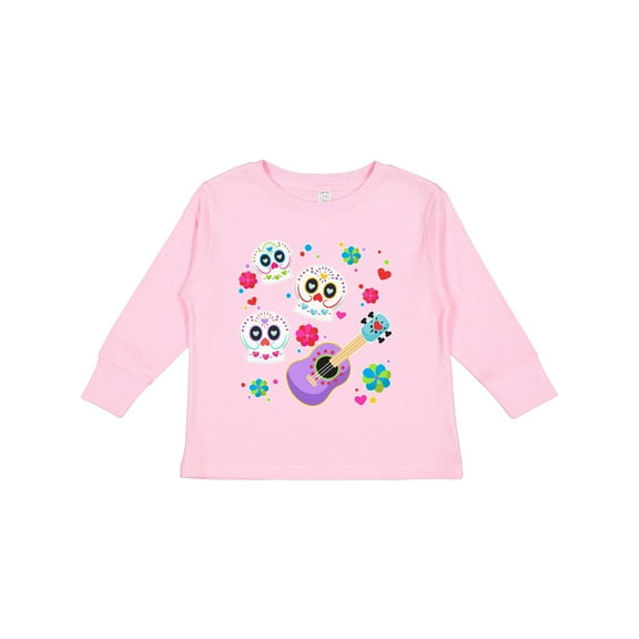 Inktastic Day of the Dead Owl Sugar Skulls and Guitar Boys or Girls Long Sleeve Toddler T-Shirt