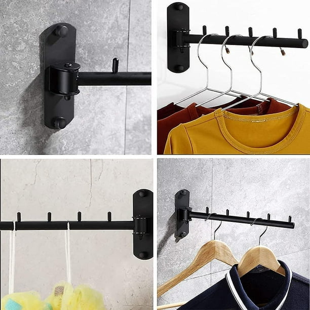 Subolong Wall Mounted Clothes Rack, Folding Clothes Hook, Folding Wall Hanger, Heavy Duty Stainless Steel Heavy Duty Coat Rack With 5 Hooks For Laundr