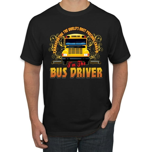 Wild Bobby, Transporting the Worlds Most Precious Cargo Bus Driver Cars and Trucks Men's Graphic T-Shirt, Black, Small