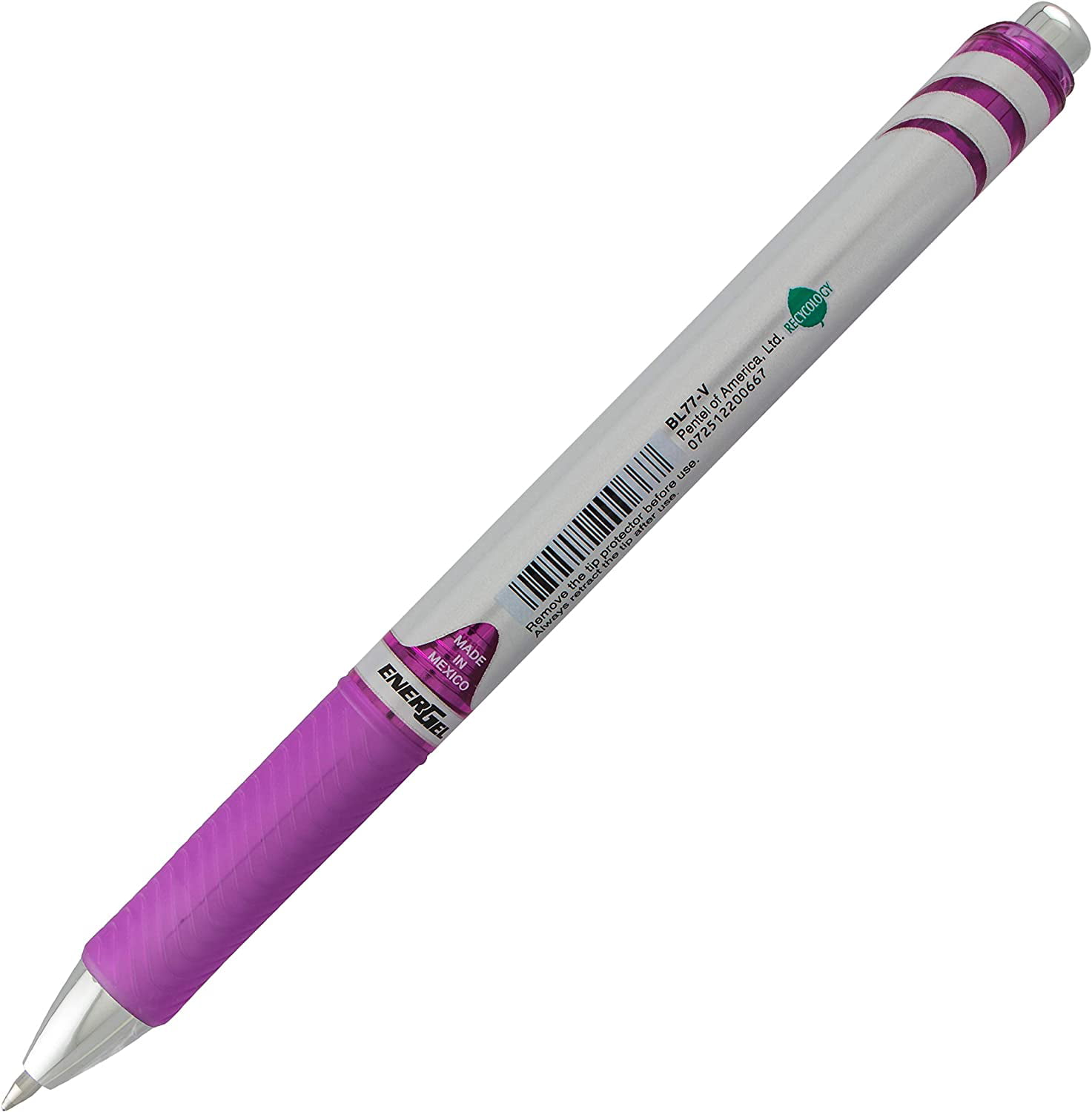 Pentel EnerGel XM BL77 - Retractable Liquid Gel Ink Pen - 0.7mm - 54%  Recycled - Purple - Box of 12 