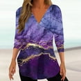 thumbnail image 2 of Penkiiy Women's Plus Size Tops 3/4 Roll Sleeve Shirts V Neck Blouses Tunic Top 2XL Multicolor, 2 of 5