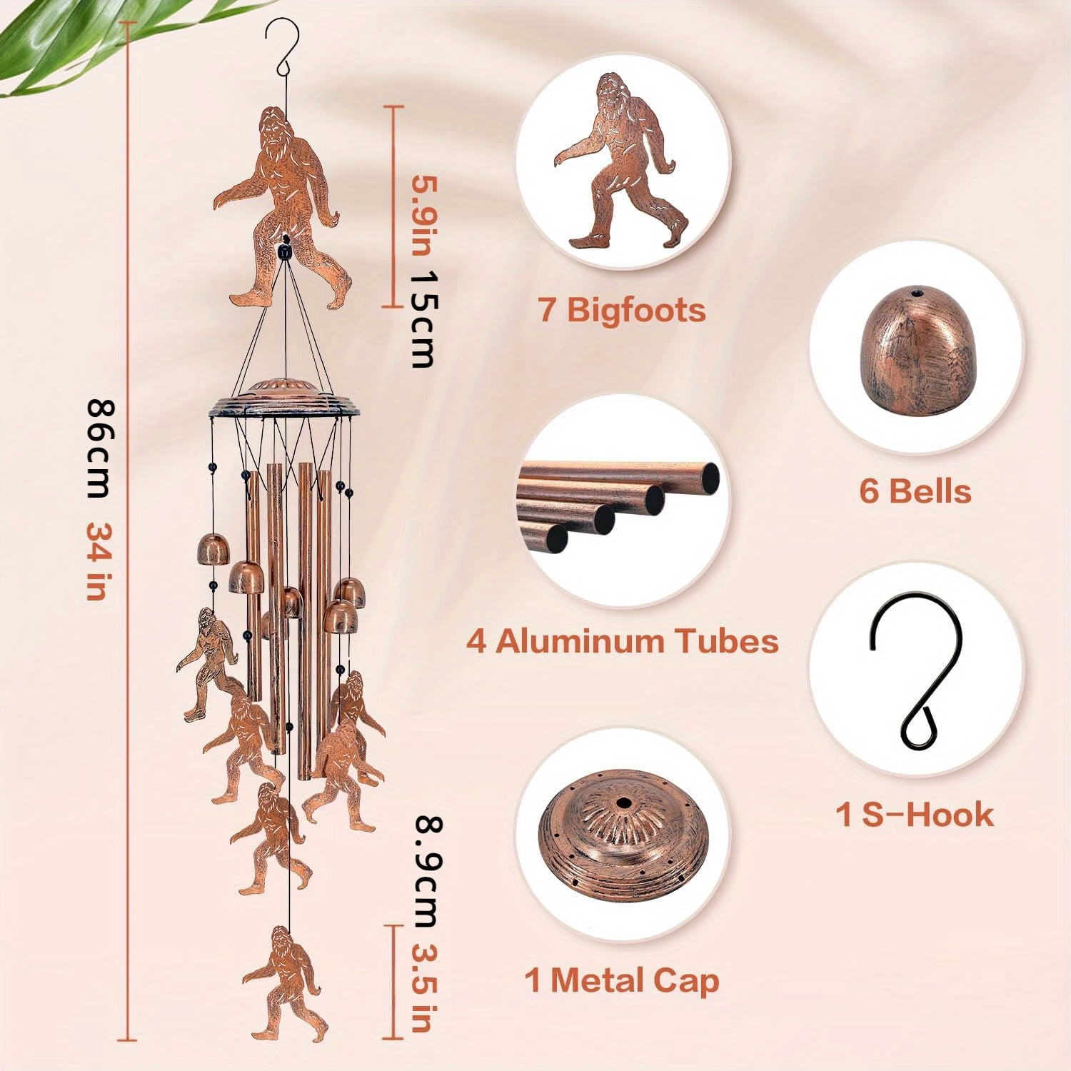 Bigfoot Wind Chimes Outdoor Big Foot Sasquatch Gifts for Men/Women/Dad/Grandpa Birthday Gift Memorial Gift Metal WindChimes for Outside/Indoors, Home, Lawn, Porch, Patio, Garden Decor, Yard Decoratio
