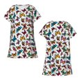 thumbnail image 5 of Salouo Colorful Flying Butterflies Print Short Sleeve Sleepshirt for Womens Comfy Nightgown Scoopneck Cute Nightdress Ruffle -XX-Large, 5 of 7