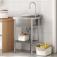thumbnail image 6 of EcoSummer Stainless Steel Utility Sink, Free-Standing Single Bowl Sink with Pull-Out Faucet, Hot & Cold Water Supply for Kitchen, Laundry, Garage, 6 of 7
