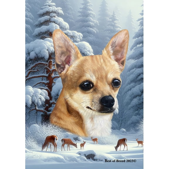 Chihuahua Tan Smooth -  Best of Breed  Winter Wonderland House Flag