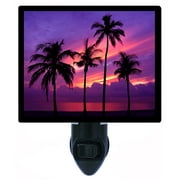 Tropical Decorative Photo Night Light Plus One Extra Free Switchable Insert. 4 Watt Bulb. Image Title: Almost Paradise. Light Comes with Extra Bulb.