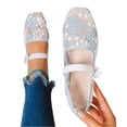 thumbnail image 5 of HTHLVMD Pearl‑Decor Mary Jane Footwear, Wedding Shoes, Elegant Shoes, Mesh Embroidered Flats for Women Leopard Mary Jane Flats Ballet Shoes Round Toe Slip On Ballerina Floral Shoes, Light Blue 7.5, 5 of 5