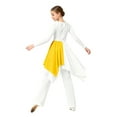 thumbnail image 4 of TTAO Kids Girls Long Sleeve Praise Dance Dress Metallic Liturgical Worship Lyrical Tunic Robe with Wide Leg Pants Set Yellow 16, 4 of 7