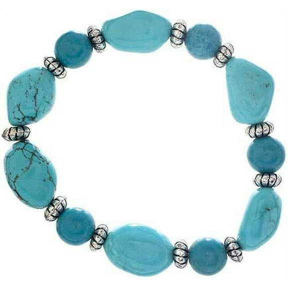 Semi-Precious Dyed Stabilized Blue Turquoise Natural Nugget Gemstone Bracelet