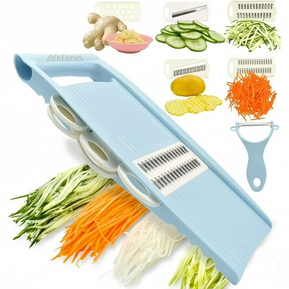 DEKEones Versatile 5 In 1 Mandoline Slicer Blue Kitchen Tool Hand-Operated Vegetable Peelers