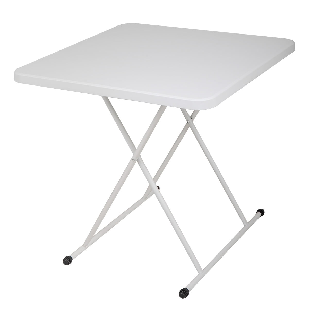 Veryke 29" Portable Outdoor Folding Side Table with XCrossed Feet, White