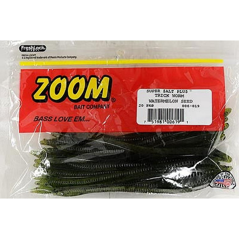 Zoom Watermelon Seed Trick Worm 6.75 , 20PK, Soft Baits