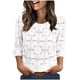 thumbnail image 2 of Craaazy Women's Relaxed Fit Crew Neck Blouse, Solid Color 3/4 Sleeve Lace Eyelet Top, Loose Comfy Floral Lace Casual Tee for Spring & Summer Gifts, 2 of 6