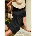 thumbnail image 4 of Fancyglim Women’s T-shirt Dress Summer Short Sleeve Dresses Casual Solid Beach Mini Dress with Pockets Black M, 4 of 7