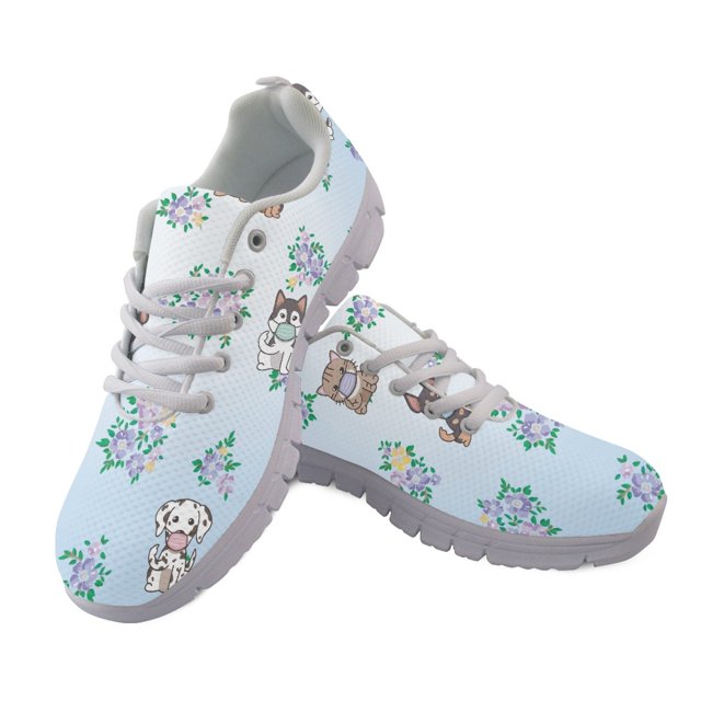 Zapatos casuales de enfermería para mujer, bonitos zapatos planos con estampado de gato y perro, zapatillas deportivas para correr