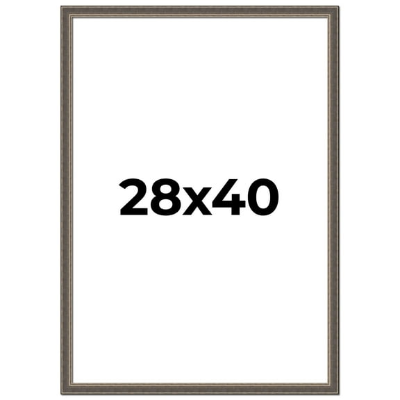 28x40 Frame Silver Real Wood Picture Frame Width 1.25 Inches | Interior Frame Depth 0.5 Inches |
