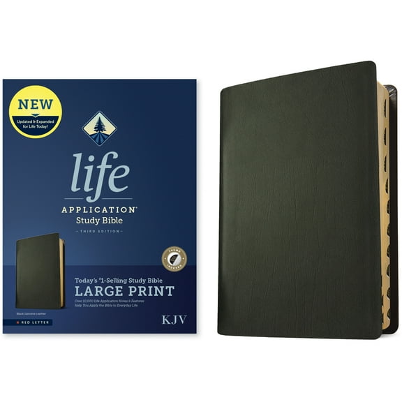 KJV Life Application Study Bible, Third Edition, Large Print (Genuine Leather, Black, Indexed, Red Letter), (Hardcover)