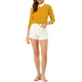 thumbnail image 2 of INSPIRE CHIC Women's Tops 3/4 Sleeves Contrast Collar Blouse S Ginger, 2 of 7