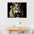 thumbnail image 2 of ONETECH  Lion Canvas Wall Art Black and White Lion with Crown Pictures Wall Decor for Men Bedroom Office Decor African Wild Animals Painting Prints Frame, 2 of 4
