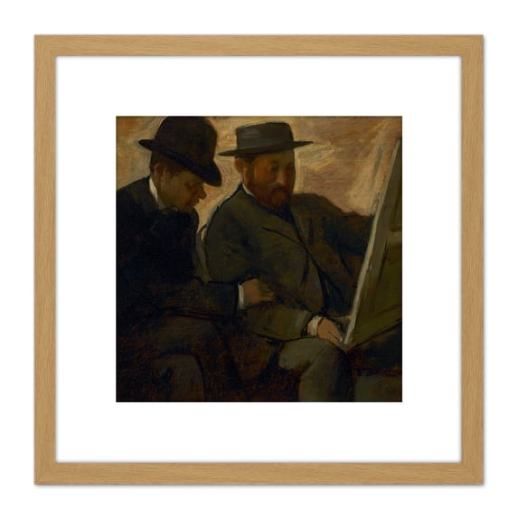 Degas Lafond And Cherfils Examining Painting 8X8 Inch Square Wooden Framed Wall Art Print Picture with Mount