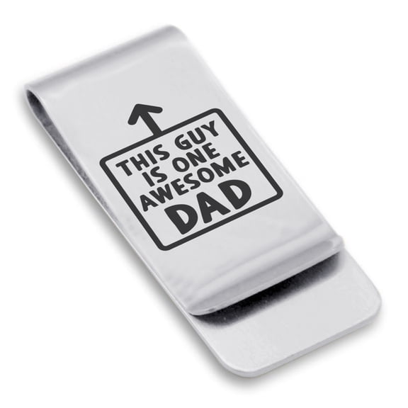 Stainless Steel Awesome Dad Classic Slim Money Clip Credit Card Holder