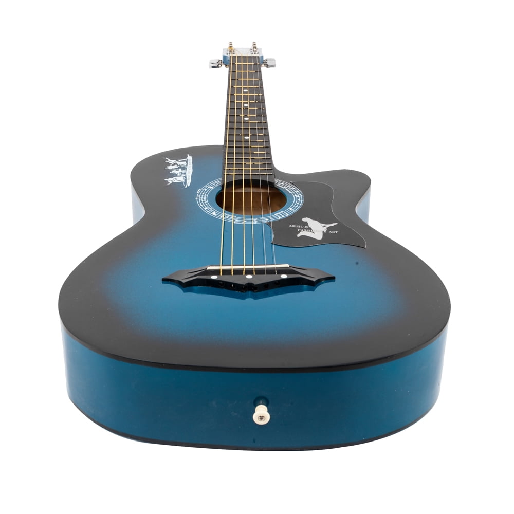 Private Jungle 38" Cutaway Guitar, Basswood Beginner Electric Guitar with Bag String Set, Blue