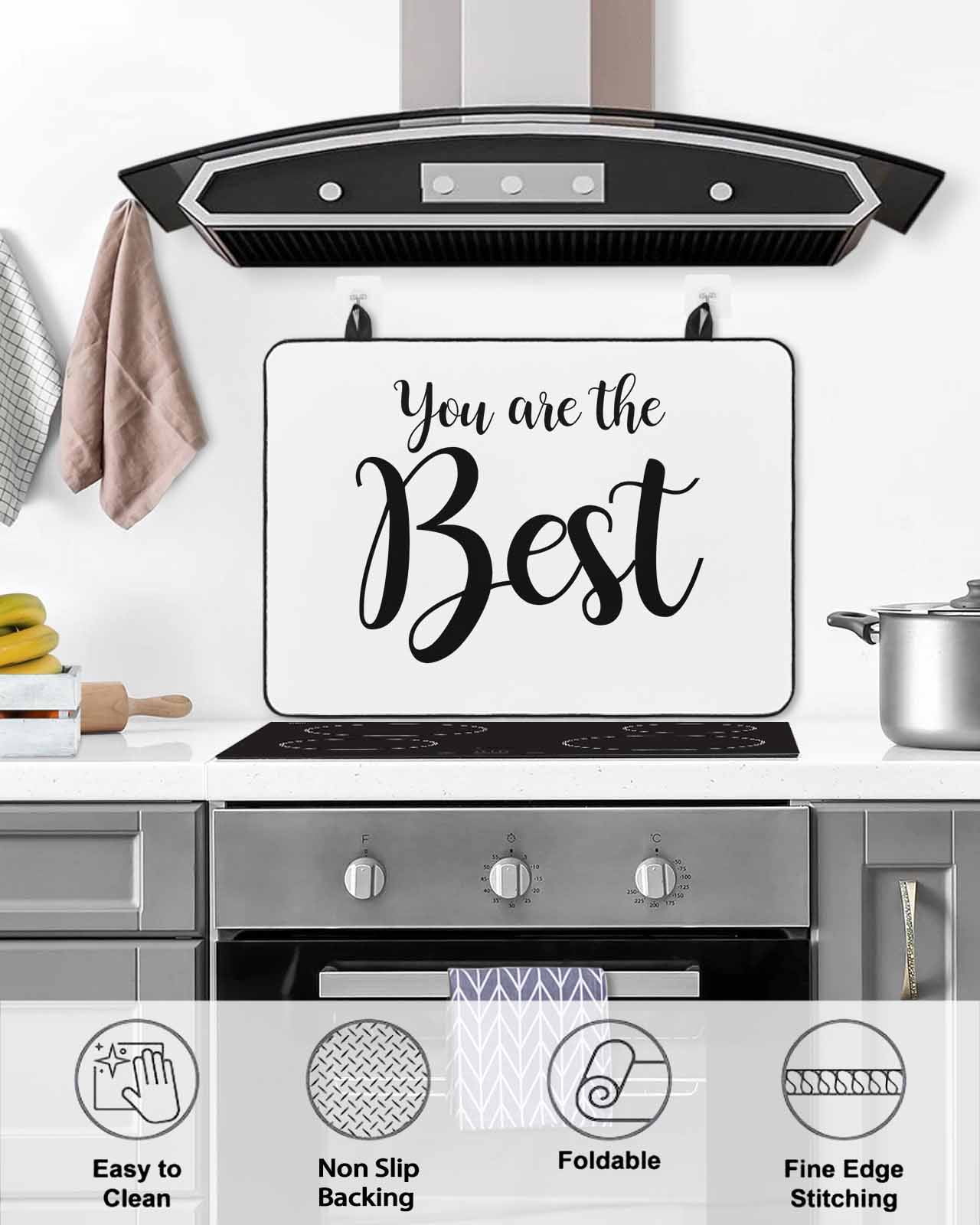 nqOlkjepod Large Induction Cooktop Protector Mat 24"x21", You Are The Best Stove Top Covers for Electric Stove, Black Words Decorative Stove Burner Cover Mats, Glass Top Stove Cover