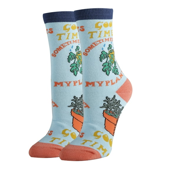 OoohYeah Womens Novelty Funny Crew Socks, Wet My Plants, Colorful Crazy Socks