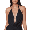 thumbnail image 3 of Bar III BLACK Plunging Cowlneck Halter Tankini Swim Top, US X-Small, 3 of 4