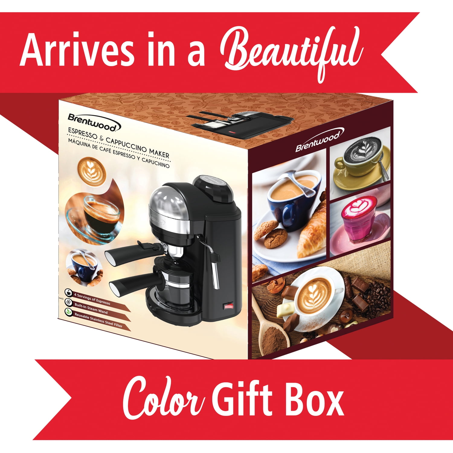 Brentwood Appliances GA-135BK 20-Ounce 800-Watt Espresso and Cappuccino Maker