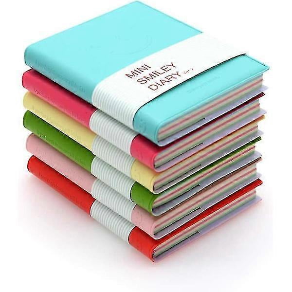 6-Pack Pocket Notebook, Super Mini Portable Smiley Diary Notepad Memo with PU