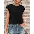 thumbnail image 6 of Inadays Womens Summer Tops 2023 Crew Neck T Shirts Cap Sleeve Blouses Summer Solid Color Basic Tops Casual Loose Fitting Tee, Black, M, 6 of 8