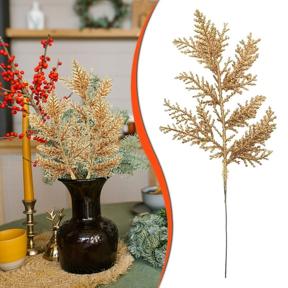 PLJFXXM 10.6 Inch Glitter Christmas Tree Picks & Sprays – Artificial Frosted Pine and Cedar Stems with Realistic Greenery for Holiday Wreaths, Garlands, and Winter Home Decor