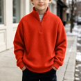 thumbnail image 2 of Norvella Boys Quarter Zip Sweater Stand Collar Long Sleeve Ribbed Relaxed Fit Pullover Jumper Casual School Top, 2 of 5