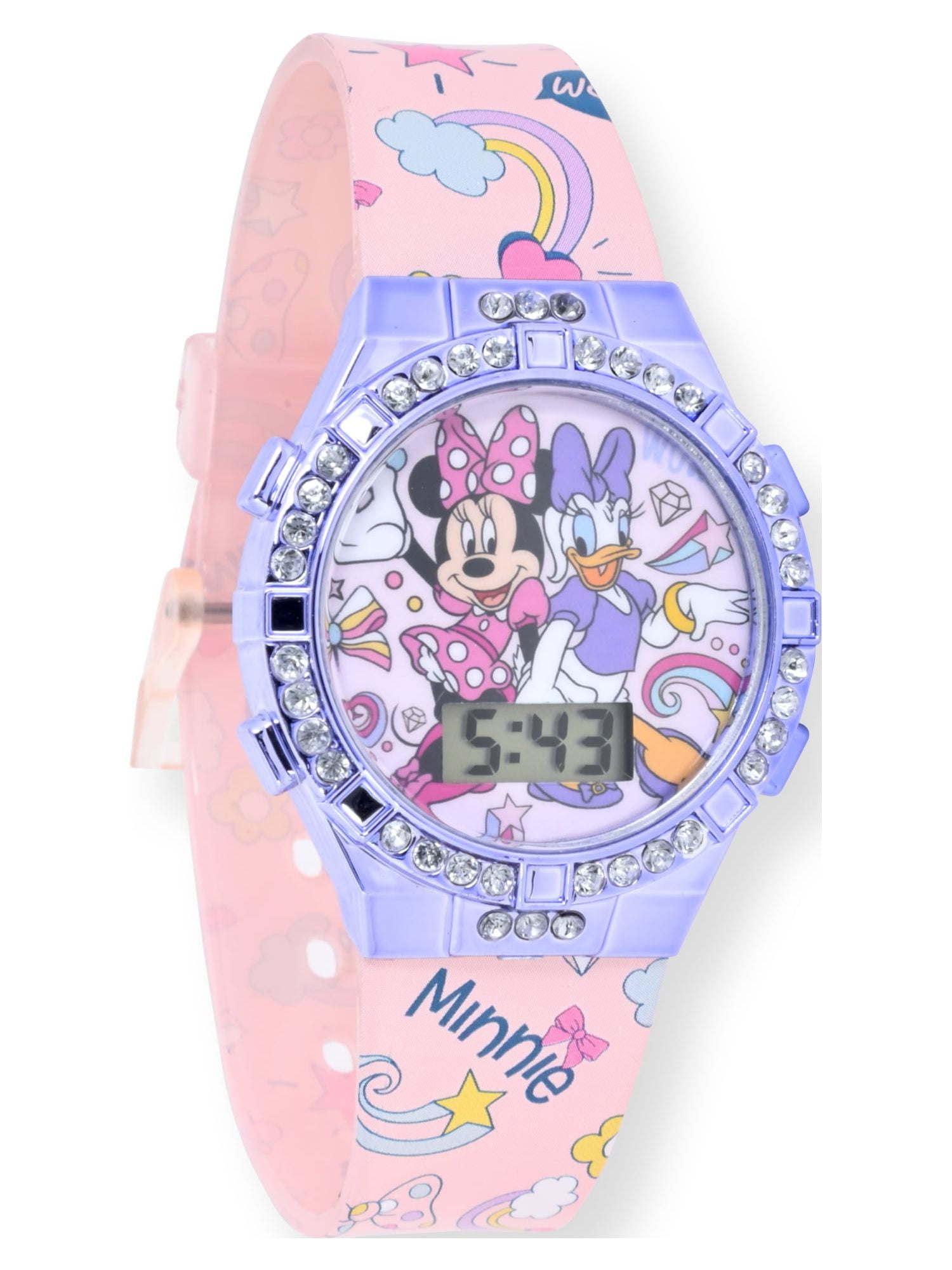 Disney Minnie Mouse and Daisy Unisex Child LCD Watch with Printed Silicone Strap (MN4320WM)