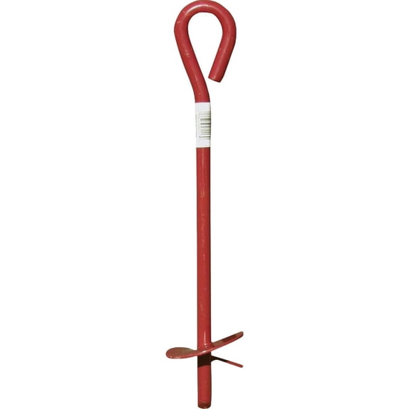 Midwest Air Tech 3 In. x 15 In. Red Steel Screw-In Earth Anchor 901111A