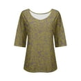 thumbnail image 4 of Tittly Womens V Neck T Shirts, 3/4 Sleeve Shirts for Women Dressy Tunic Tops Casual Wear with Floral, Graphic Tees Women, Womens Tops Casual Green L, 4 of 5