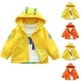 thumbnail image 5 of Odeerbi Kids Boys Girls Winter Trench Coat Dinosaur Printed Jacket Warm Outerwear Overcoat Children Casual Color Block Workwear with Pocket Hooded Long Sleeve Jackets Orange, 5 of 5