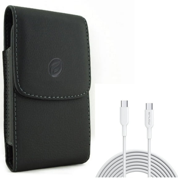 Case Belt Clip w 6ft Long Type-C Cable for Samsung Galaxy S21,S20 - Leather Holster Cover, PD Fast Charger Cord Power Wire Combo