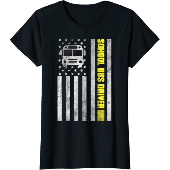 School Bus Driver American Flag Shirt School Bus Driver T-Shirt