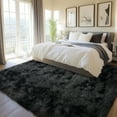 thumbnail image 2 of SARAG 8x10 Large Fluffy Rug, Minimalist Non-Slip Shaggy Carpet for Living Room Dining Room Kids Room,Tie-Dye Black and Gray, 2 of 7