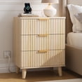 thumbnail image 6 of Aufeile Nightstand with Charging Station, 3 Drawer Nightstand for Bedroom, Fluted Bedside Table with USB Ports, Modern Wood Bedroom Side Table with Drawers, Natural, 6 of 7
