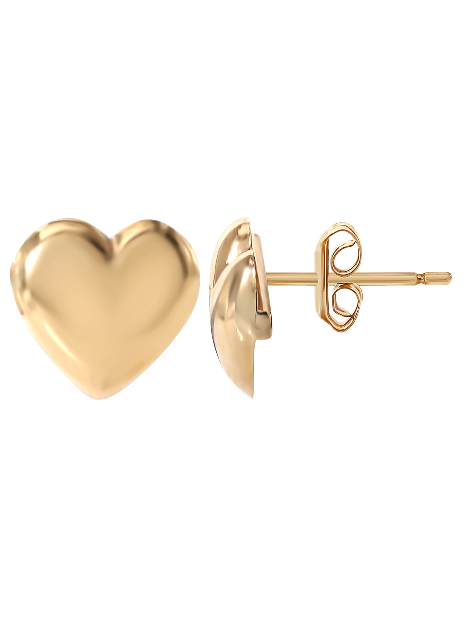 Brilliance Fine Jewelry Women’s 14K Yellow Gold Heart Stud Earrings