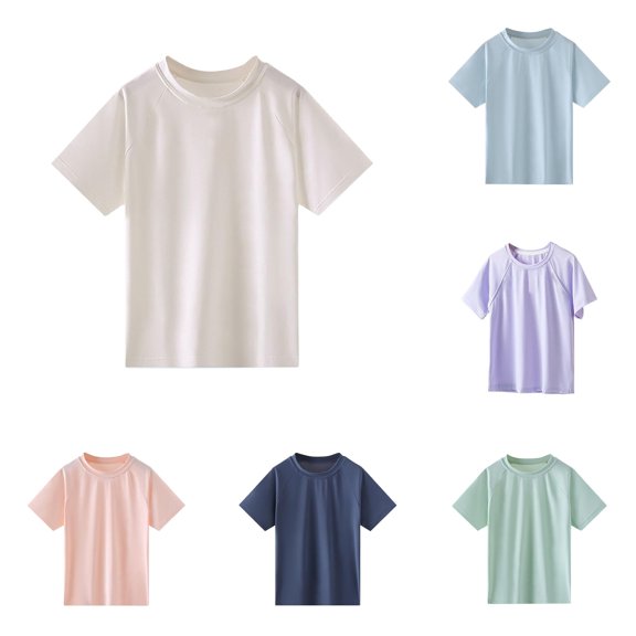 WAYUTE Girls T Shirts Rash Guard Short Sleeve Athletic Swim Shirt Upf 50 Quick Drying Sports Beach Tee Summer Top for Kids Youth Casual Outdoor T Shirt,White