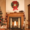 thumbnail image 3 of Corona de Navidad Artificial con lámpara LED Retro brillante, bola de arco, flor roja grande para puerta delantera, fiesta de Navidad, ventana, puerta de chimenea, 3 of 4