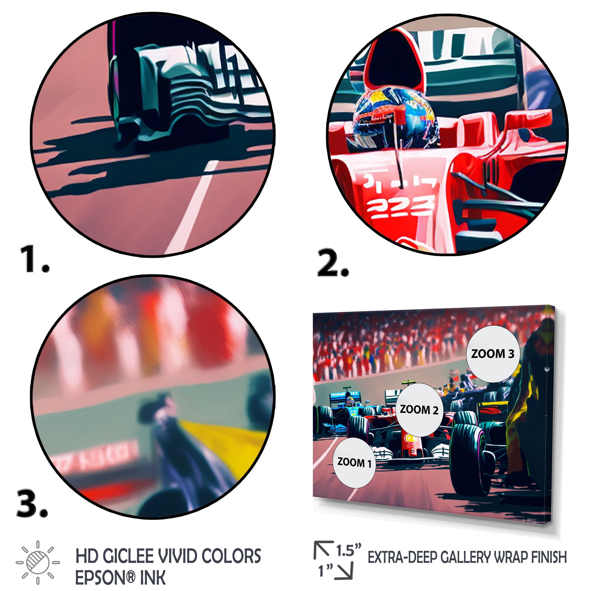 Designart Racing car in Monaco GP X Canvas Wall Art