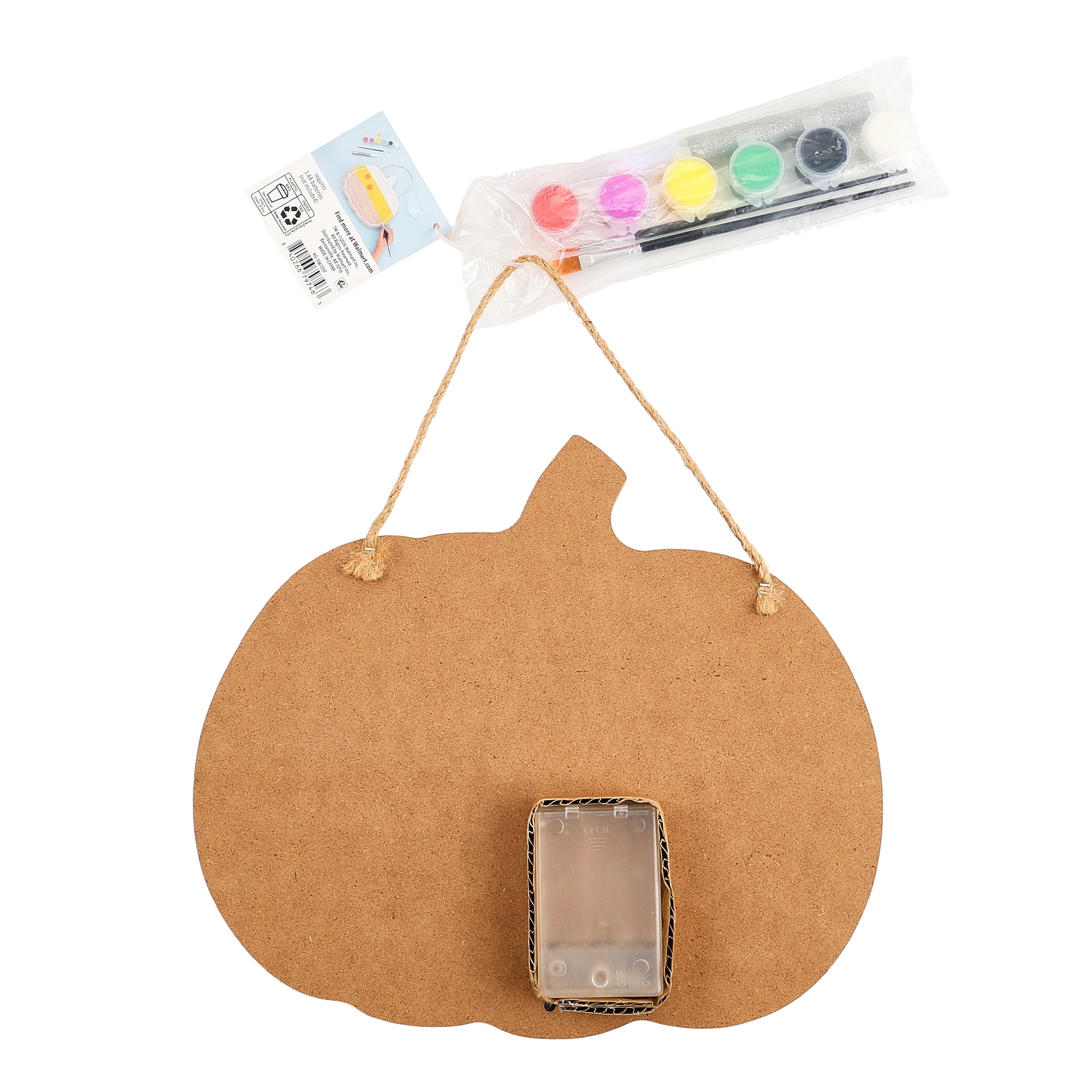 Hello Hobby Pumpkin LED Plaque, Unfinished Wood Surface, H 10" x W 11.5" x D 0.59"