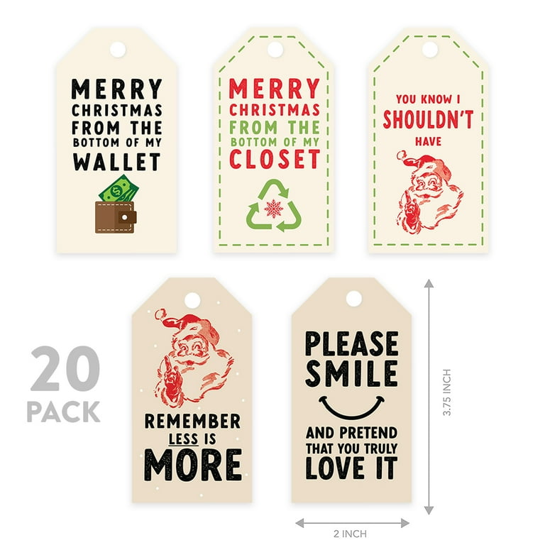 Koyal Wholesale Classic Funny Christmas Gift Tags with String Funny Card Stock Paper Gag Gift, 20-Pack - Walmart.com for Free Printable Gag Gift Certificates